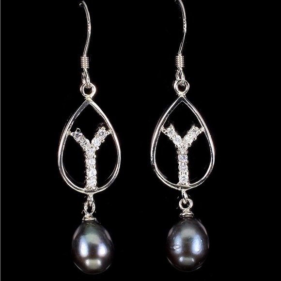 Earrings Natural Drop Pearl 10x8 mm 925 Sterling Silver - Picture 1 of 3